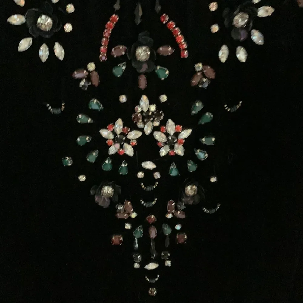 Ecote’ Jasmina crystal embellished black velvet sleeveless shift dress - Picture 8 of 12